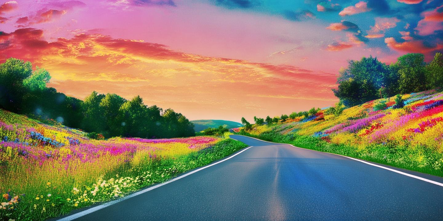 省道上的色彩斑斓，梦想与现实的交织画卷