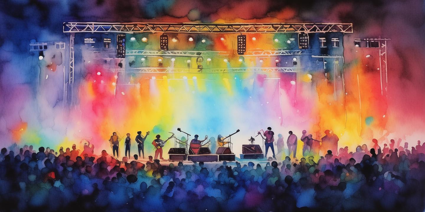 色彩斑斓的舞台，一场演唱会的水彩记忆