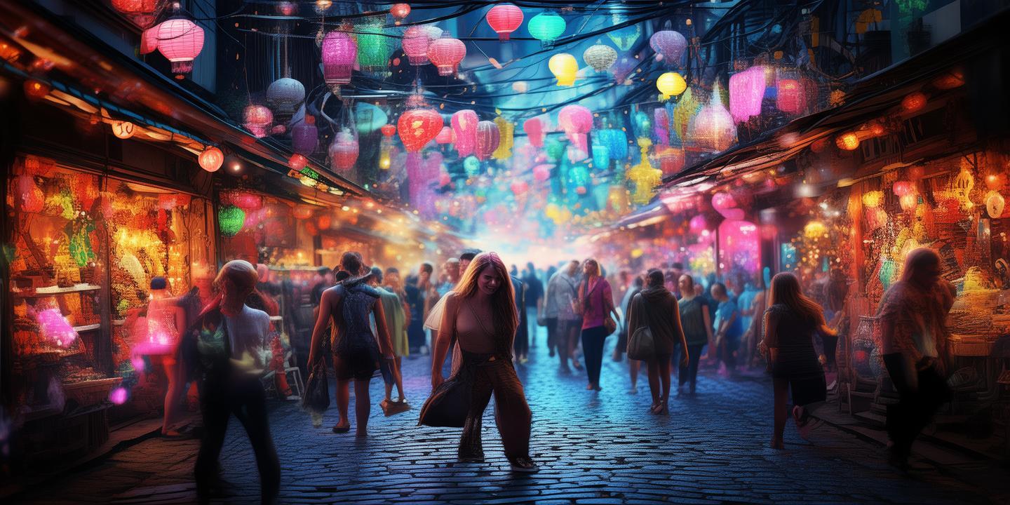 夜市灯光秀，梦想与现实的色彩交响