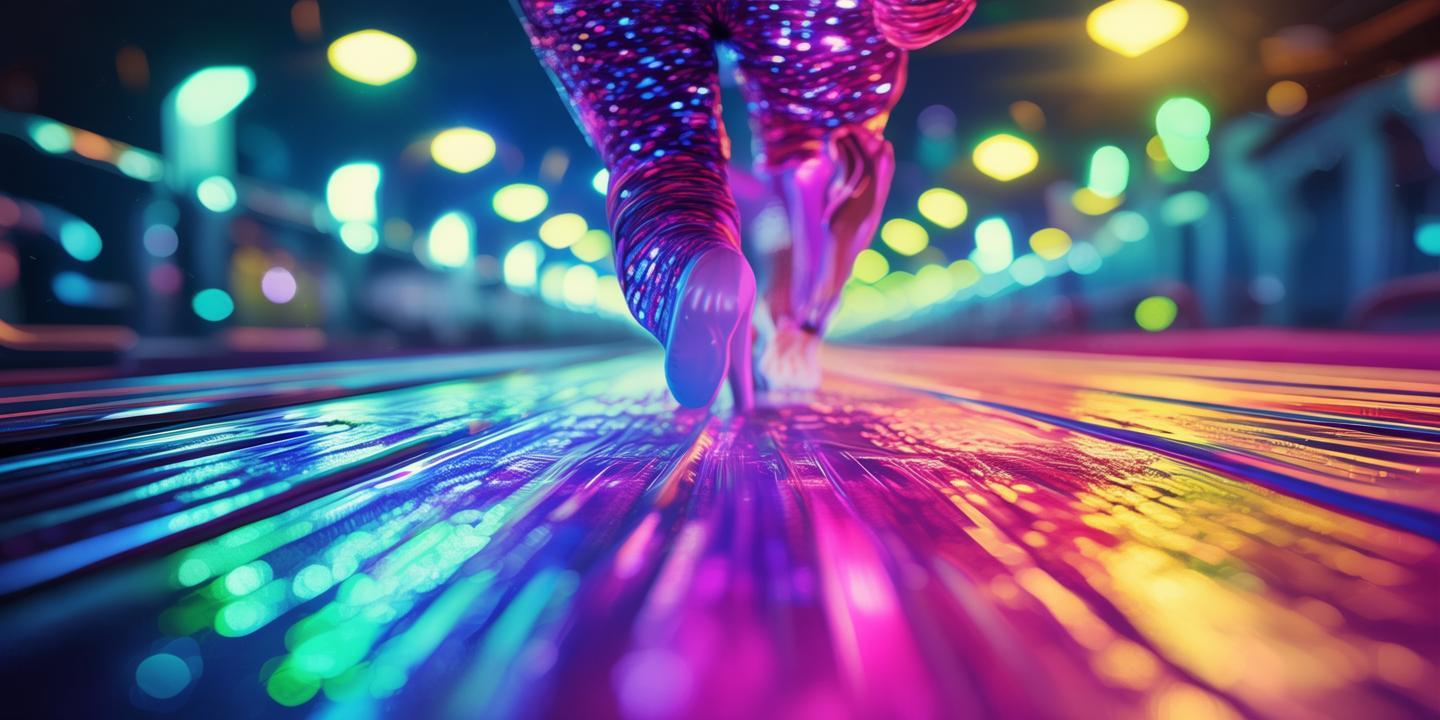 色彩斑斓的跑道，跑步机上的梦幻现实