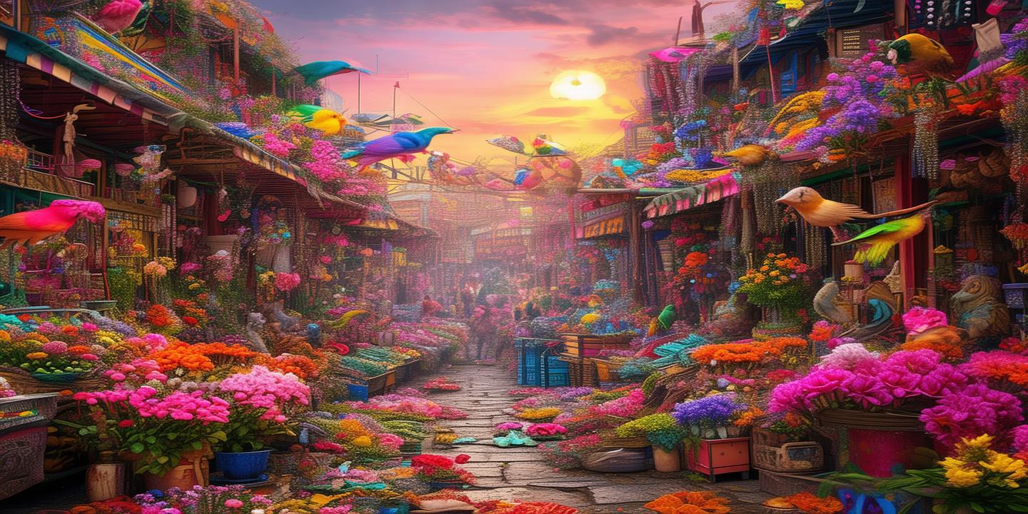色彩斑斓的梦境，花鸟市场之绘