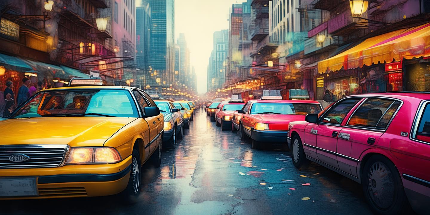出租车停靠点，交织梦想与现实的色彩舞台