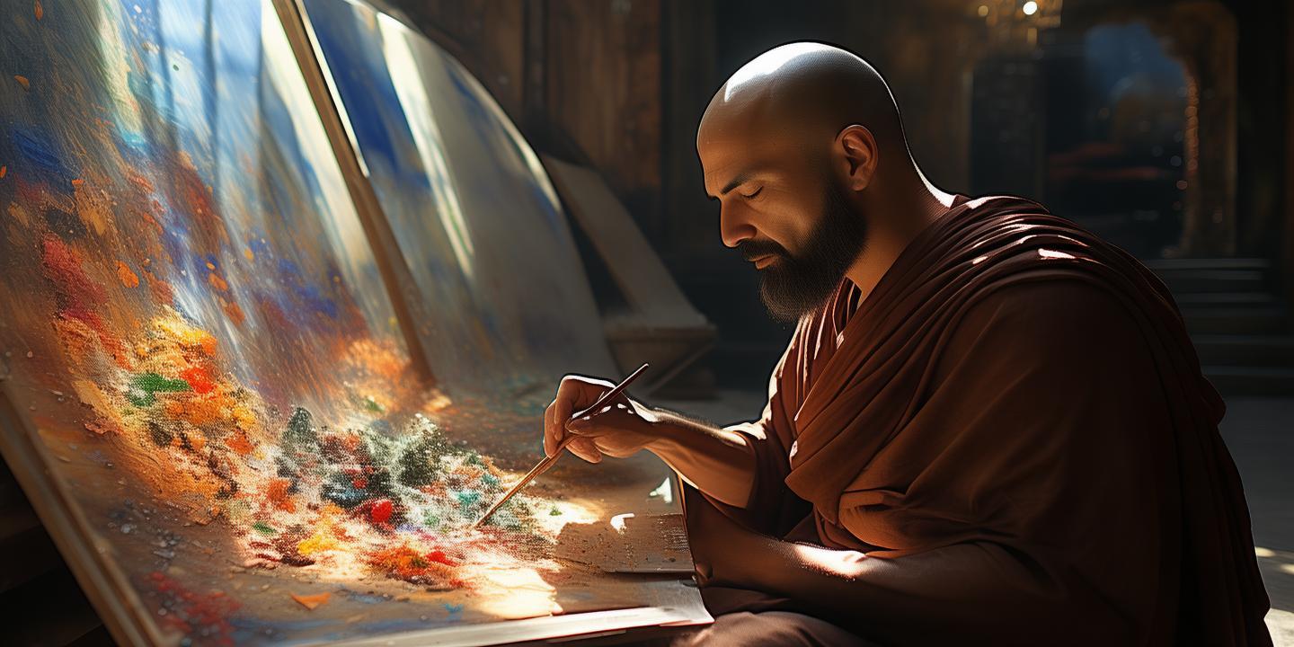 和尚与画布，在色彩中寻找心灵的净土