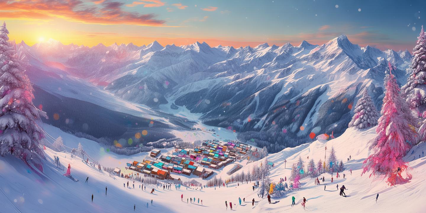 雪域梦境，滑雪场上的色彩斑斓