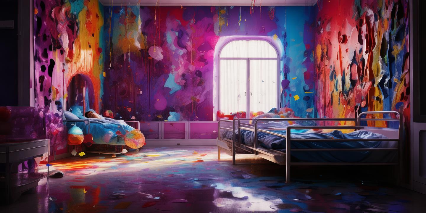 色彩斑斓的病房，梦与现实的交织画卷