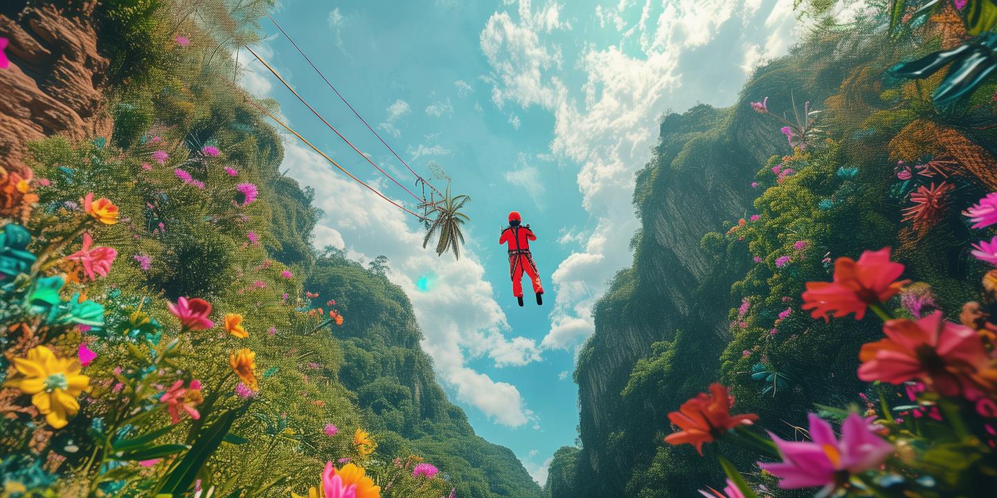 色彩斑斓的蹦极之旅，梦想与现实的交响