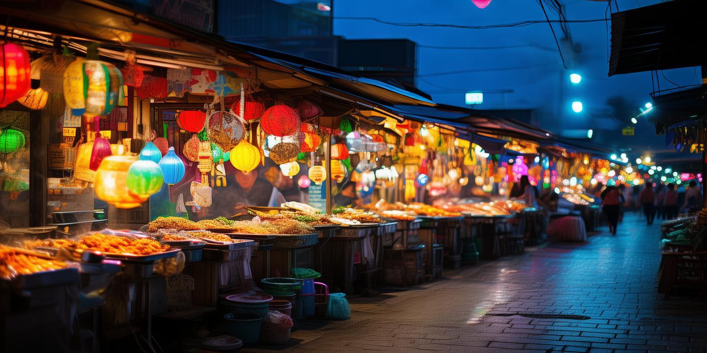夜幕下的味蕾盛宴，夜市小吃摊的色彩斑斓