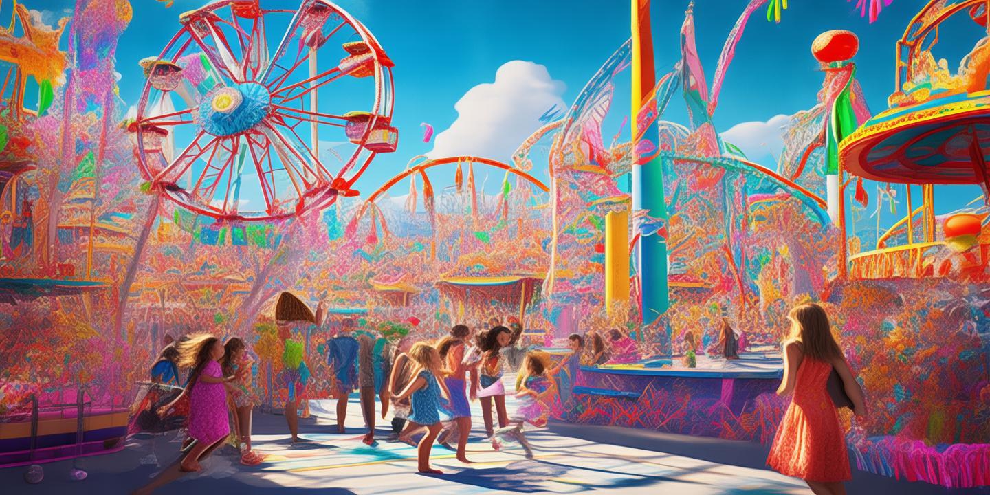 色彩斑斓的游乐园，梦想与现实的交响曲